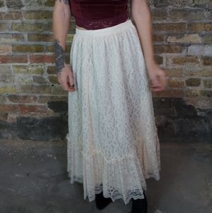 Vintage White Lace Maxi Skirt